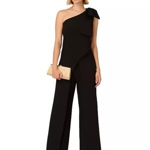 Adrianna Papell Black One-Shoulder Jumpsuit